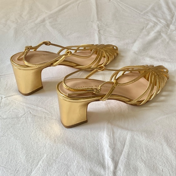 Loeffler Randall Priscilla Leather Heels Gold 7 - Picture 6 of 13